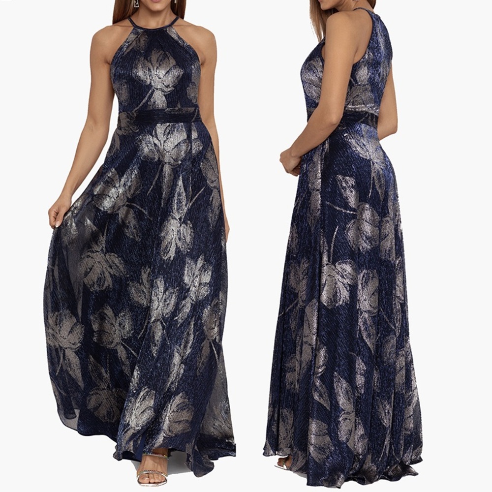 Navy & Pewter Formal Gown